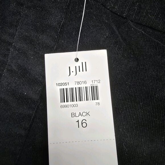 J. Jill Dress Corduroy Pants 16 Black Lightweight Pull On Stretch Classic NWT - Picture 4 of 10